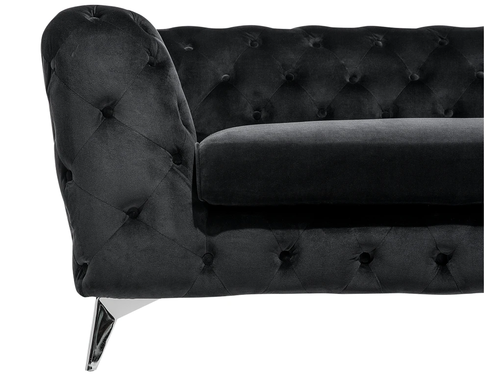 Canapé 3 Places En Velours Noir SOTRA 9 Canapé 3 Places En Velours Noir SOTRA – Image 7