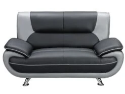 Canapé 2 Places En Simili NIGEL - Bicolore Noir Et Gris -Accueil-Canapé canape 165527