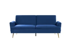 Canapé Convertible 3 Places En Velours Bleu Marine VETTRE