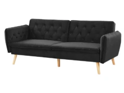 Canapé Convertible 2 Places En Velours Noir BARDU -Accueil-Canapé canape 16644905