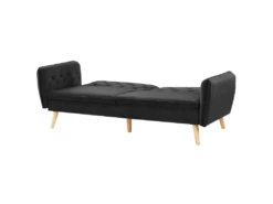 Canapé Convertible 2 Places En Velours Noir BARDU -Accueil-Canapé canape 16644911