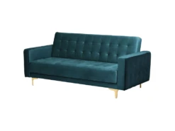 Canapé Convertible 3 Places En Velours Bleu Paon ABERDEEN -Accueil-Canapé canape 16645877