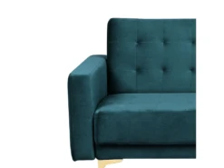 Canapé Convertible 3 Places En Velours Bleu Paon ABERDEEN -Accueil-Canapé canape 16645883