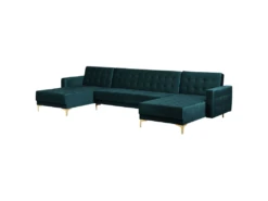 Canapé Panoramique Convertible En Velours Bleu Paon 5 Places ABERDEEN 13 Canapé Panoramique Convertible En Velours Bleu Paon 5 Places ABERDEEN -Accueil-Canapé canape 16647117