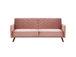 Canapé Convertible 3 Places En Velours Rose SENJA