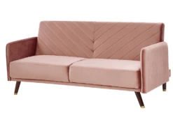 Canapé Convertible 3 Places En Velours Rose SENJA -Accueil-Canapé canape 16648397