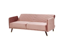 Canapé Convertible 3 Places En Velours Rose SENJA -Accueil-Canapé canape 16648399