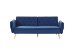 Canapé Convertible 2 Places En Velours Bleu Cobalt BARDU