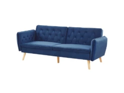 Canapé Convertible 2 Places En Velours Bleu Cobalt BARDU -Accueil-Canapé canape 16649617