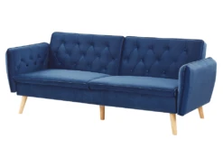 Canapé Convertible 2 Places En Velours Bleu Cobalt BARDU -Accueil-Canapé canape 16649619