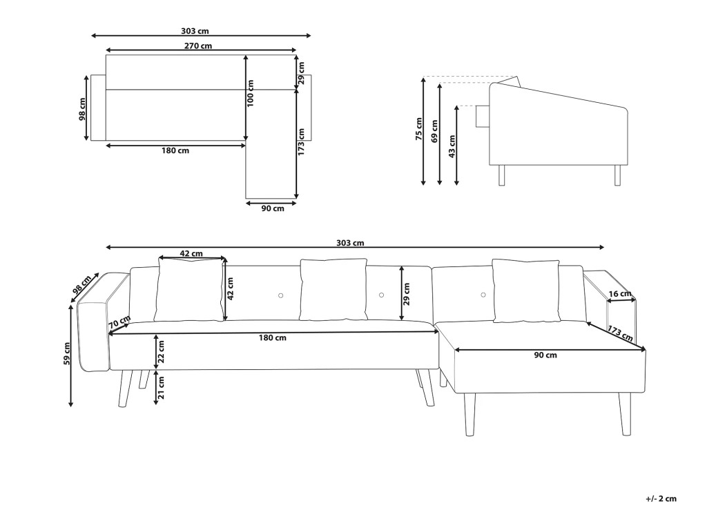 Canapé Convertible - Vadso - Velours, Gris 5 Canapé Convertible - Vadso - Velours, Gris – Image 3
