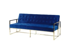 Canapé Convertible 3 Places En Velours Bleu Cobalt MARSTAL -Accueil-Canapé canape 16650367