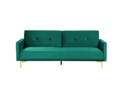 Canapé Convertible 3 Places En Velours Vert LUCAN -Accueil-Canapé canape 16651033