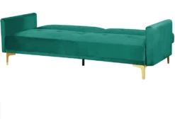 Canapé Convertible 3 Places En Velours Vert LUCAN -Accueil-Canapé canape 16651039