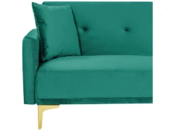 Canapé Convertible 3 Places En Velours Vert LUCAN -Accueil-Canapé canape 16651043