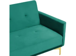 Canapé Convertible 3 Places En Velours Vert LUCAN -Accueil-Canapé canape 16651045