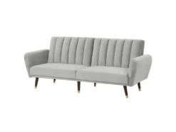 Canapé Convertible 3 Places En Velours Gris Clair VIMMERBY -Accueil-Canapé canape 16651899