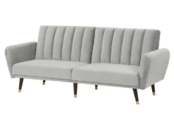 Canapé Convertible 3 Places En Velours Gris Clair VIMMERBY -Accueil-Canapé canape 16651901