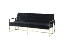 Canapé Convertible 3 Places En Velours Noir MARSTAL -Accueil-Canapé canape 16652125