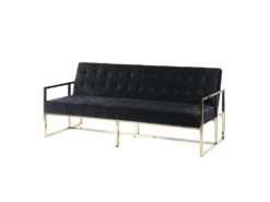 Canapé Convertible 3 Places En Velours Noir MARSTAL -Accueil-Canapé canape 16652127