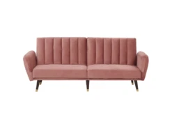Canapé Convertible 3 Places En Velours Rose VIMMERBY
