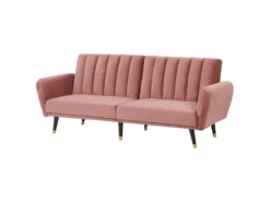 Canapé Convertible 3 Places En Velours Rose VIMMERBY -Accueil-Canapé canape 16654581
