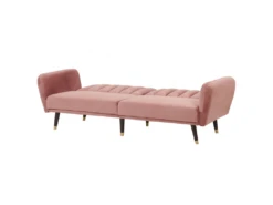 Canapé Convertible 3 Places En Velours Rose VIMMERBY -Accueil-Canapé canape 16654587