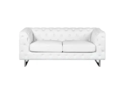 Canapé 2 Places En Cuir PU Blanc VISSLAND