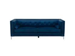 Canapé 3 Places En Velours Bleu Marine AVALDSENES