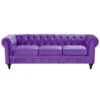 Canapé 3 Places En Velours Violet CHESTERFIELD -Accueil-Canapé canape 16659025
