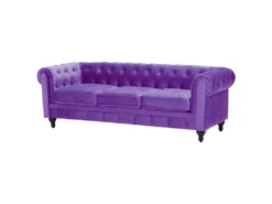 Canapé 3 Places En Velours Violet CHESTERFIELD -Accueil-Canapé canape 16659031