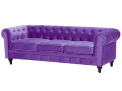 Canapé 3 Places En Velours Violet CHESTERFIELD -Accueil-Canapé canape 16659033