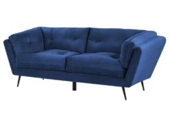 Canapé 3 Places En Velours Bleu Marine LENVIK -Accueil-Canapé canape 16661117