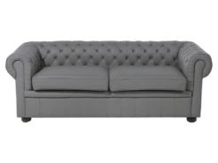 Canapé En Cuir Gris CHESTERFIELD