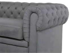 Canapé En Cuir Gris CHESTERFIELD -Accueil-Canapé canape 16663967