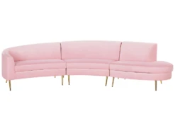 Canapé Incurvée 4 Places En Velours Rose MOSS