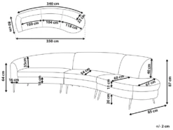 Canapé Incurvée 4 Places En Velours Rose MOSS -Accueil-Canapé canape 16664965