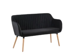 Canapé Banquette 2 Places En Velours Noir TABY -Accueil-Canapé canape 16665409