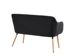 Canapé Banquette 2 Places En Velours Noir TABY -Accueil-Canapé canape 16665411