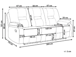 Canapé 3 Places En Cuir PU Noir Avec Position Réglable BERGEN -Accueil-Canapé canape 16666255