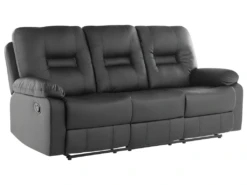 Canapé 3 Places En Cuir PU Noir Avec Position Réglable BERGEN -Accueil-Canapé canape 16666257