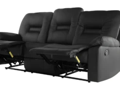 Canapé 3 Places En Cuir PU Noir Avec Position Réglable BERGEN -Accueil-Canapé canape 16666267