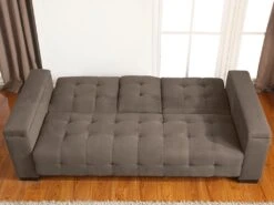 Canapé 3 Places Clic-clac En Microfibre DEVONSHIRE Avec Tablette Centrale Rabattable - Marron -Accueil-Canapé canape 167752