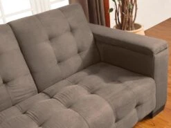 Canapé 3 Places Clic-clac En Microfibre DEVONSHIRE Avec Tablette Centrale Rabattable - Marron -Accueil-Canapé canape 167757