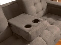 Canapé 3 Places Clic-clac En Microfibre DEVONSHIRE Avec Tablette Centrale Rabattable - Marron -Accueil-Canapé canape 167758