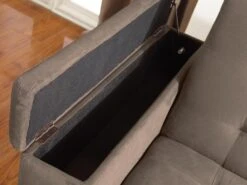 Canapé 3 Places Clic-clac En Microfibre DEVONSHIRE Avec Tablette Centrale Rabattable - Marron -Accueil-Canapé canape 167760