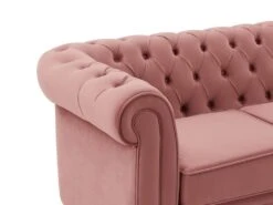 Canapé 2 Places En Velours Rose Pastel CHESTERFIELD -Accueil-Canapé canape 16845023