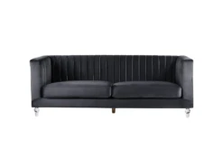 Canapé 3 Places En Velours Noir ARVIKA