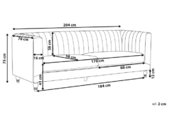 Canapé 3 Places En Velours Noir ARVIKA -Accueil-Canapé canape 17157143