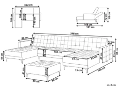 Canapé Panoramique Convertible En Cuir PU Noir 5 Places Avec Pouf ABERDEEN -Accueil-Canapé canape 17452261